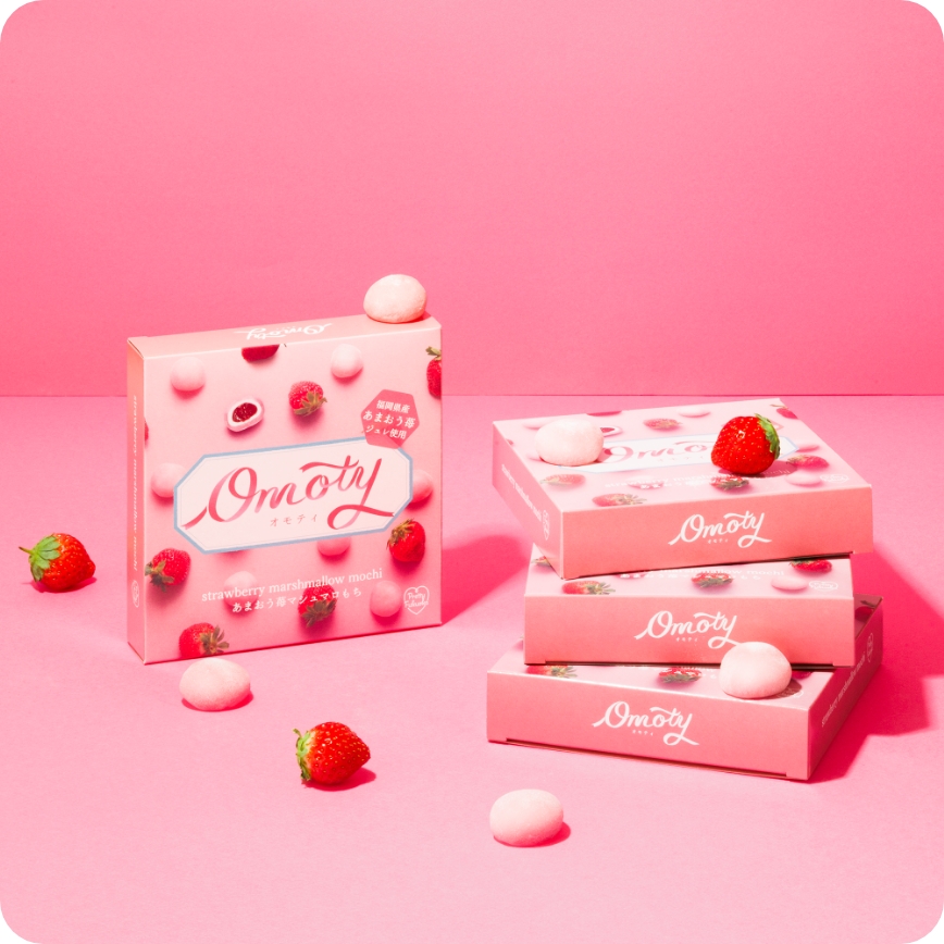 Omotyのパッケージとお菓子